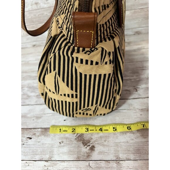 Dooney & Bourke Striped Sailboat Black Brown Tote Leather Straps Vintage - Picture 13 of 16
